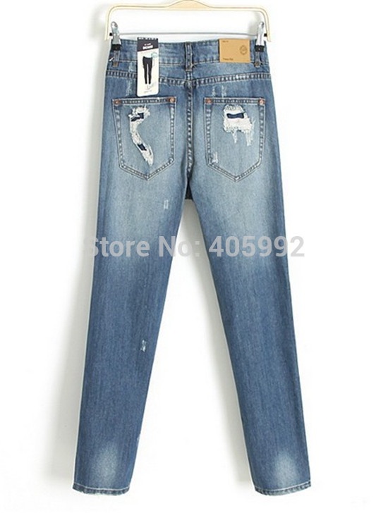 Classic handsome slim figure woman jeanshigh quality of denim&cotton blends Ripped ladies jeans boyfriend jeans jeans are female