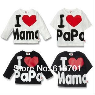 Top quality Retail I Love Papa Mama Baby T-shirt girls boys children Clothes for summer T shirt Free Shipping!