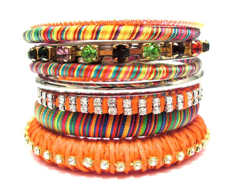 Multi Color Bright Spring Color of Wholesale Bangle and Bracelet. Mixed Metal Bangles and Wrap Bracelet. Bangle Set Jewelry.