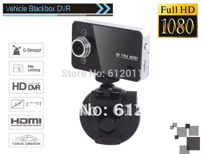 free shipping Support 32GB tf card K6000 Car DVR FullHD1920 x 1080 25fps 120 degree view angle 2.7 inch screen