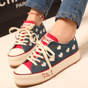women newest sweet stylish canvas shoes women's low platform fashion design ladies popular leisure sneakers shoes