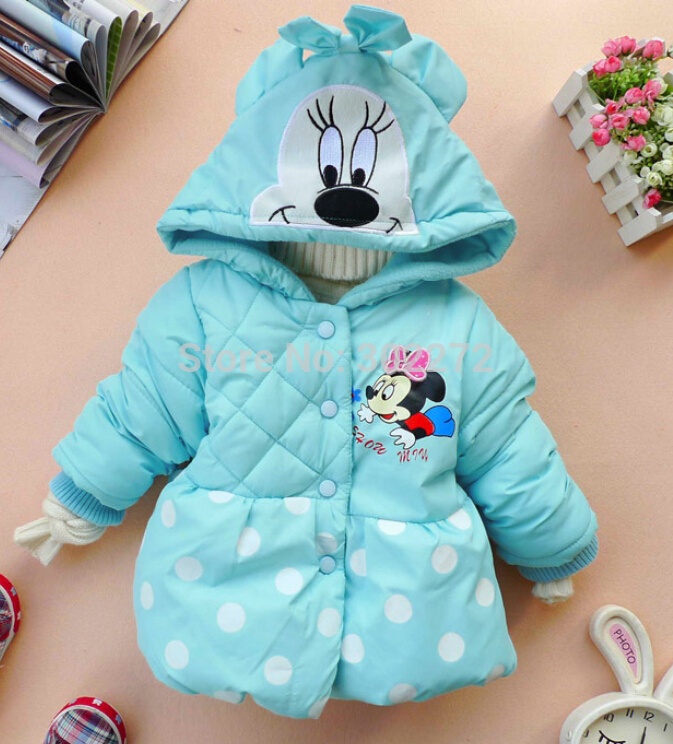 Hot sale!! high quality ,New winter cute style girl's coat, girl's Mickey design keep warm Cotton-padded clothes coat, 1pcs/lot