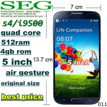 1:1 I9500 phone S4 phone SIV phone Air wave function MTK6589 Quad core Real 5.0'' HD IPS screen 512 ram 8MP camera gps -011