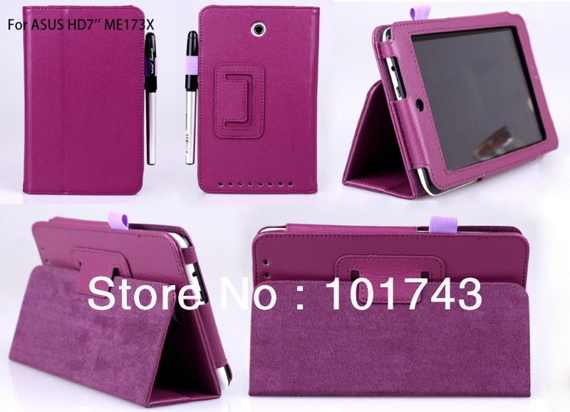 3 IN 1 Folio PU Leather Case Stand Cover  + Screen Protector Film + Tablet Stylus For ASUS MeMO Pad HD 7 ME173X Free shipping