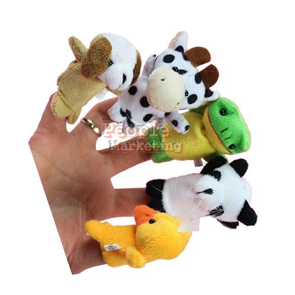 10x Cartoon Biological Animal Finger Puppet Plush Toys Child Baby Favor Dolls P4