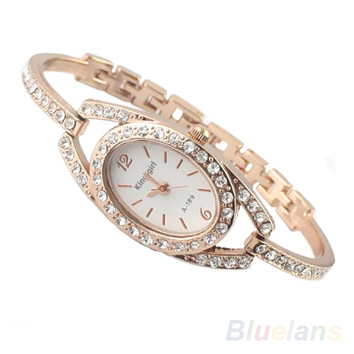Min. 16 Fashion Minimalism Ladies Women Rhinestone Watch Golden Stainless Steel Wrist Watches Items 01NM