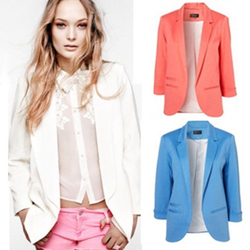 Women Blazers Fashion brand Coat Jacket,Lady plus size Seven-Sleeve Solid Suits XXL W4299
