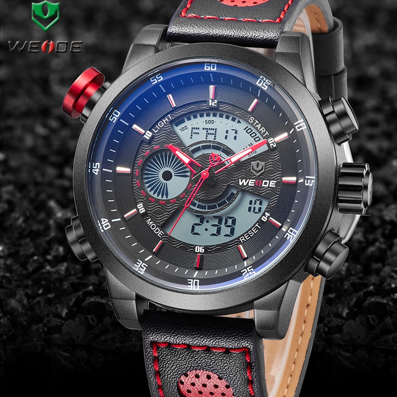New WEIDE Watches Men Luxury Brand Japan Quartz Movement 3ATM Waterproof Analog Leather Strap Watches Clock Men Fashion Style