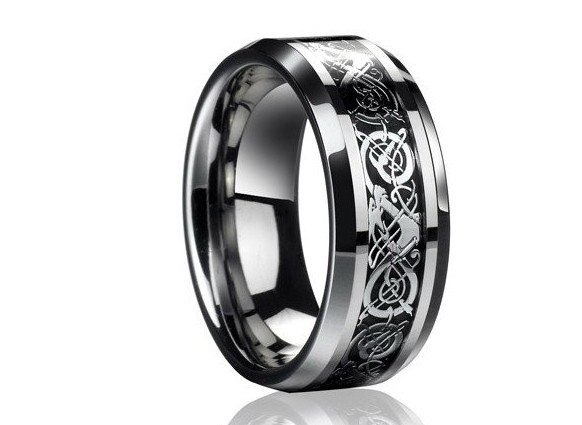 Free Shipping Dragon Tungsten Carbide Ring Mens Jewelry Wedding Band Silver New size 8/9/10/11/12 JZ0089