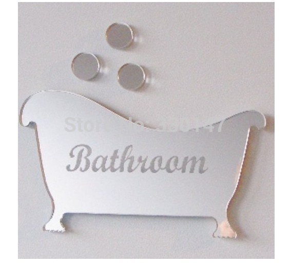 2 style / set Bathroom Men and women Sign Acrylic 3D Mirror Wall Sticker Toilet Door Mirror Sticker Home Decor. Free Shipping