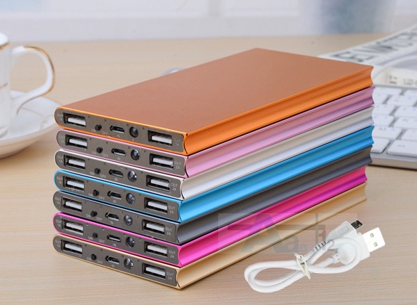 New Ultra-thin Metal Case 20000mAh Polymer Battery Charger Dual USB Power Bank