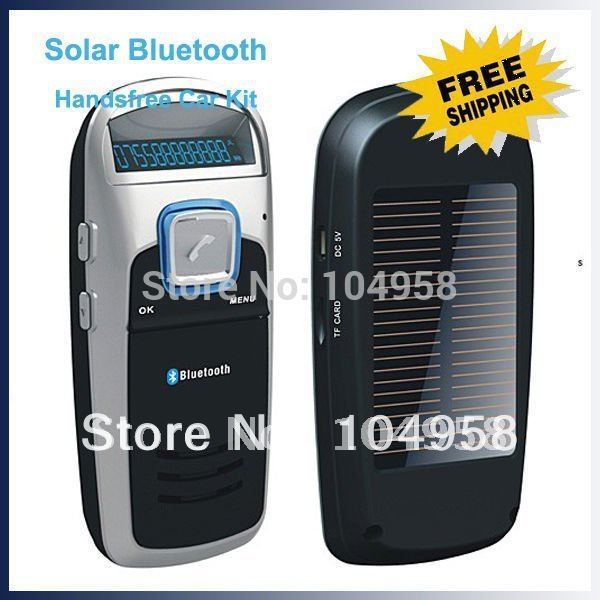 Free Shipping Bluetooth Car Kit Handsfree calls FM MP3 Player Solar Powered