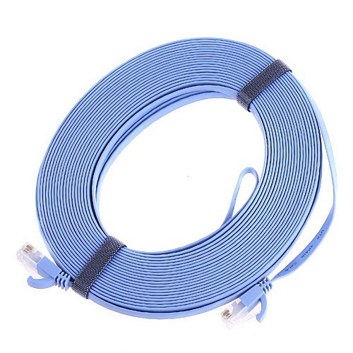 Blue RJ45 CAT6a Cat6 Flat Ethernet Patch Network Lan Cable 20m , Free / Drop Shipping Wholesale