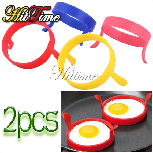 Kitchen Silicone Fried Fry Frier Oven Poacher Pancake Egg Poach Ring Mould 2Pcs #23296