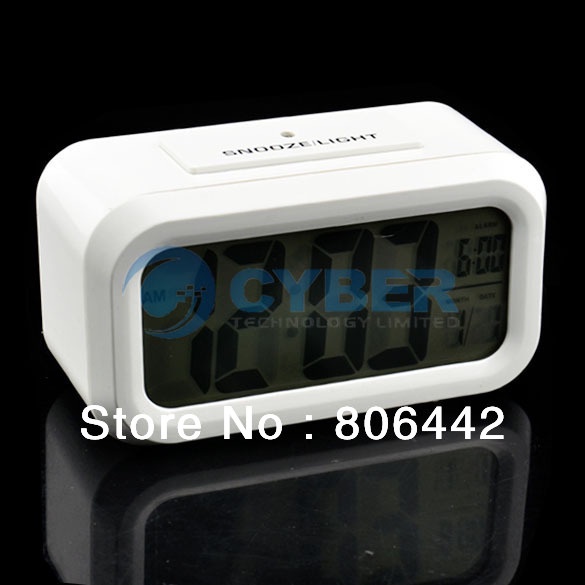 Promotions! Snooze/Light Large LCD Digital Backlight Alarm Clock White Free Shipping TK0609