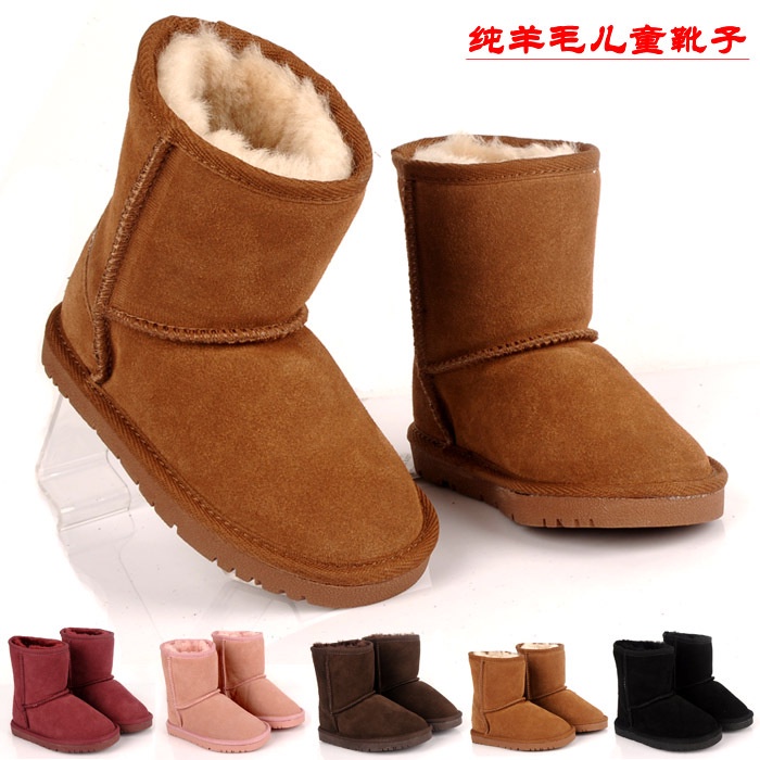 Child snow boots 5281 cow leather girl boy winter boots kids boots cowhide winter boots /size: 25-34