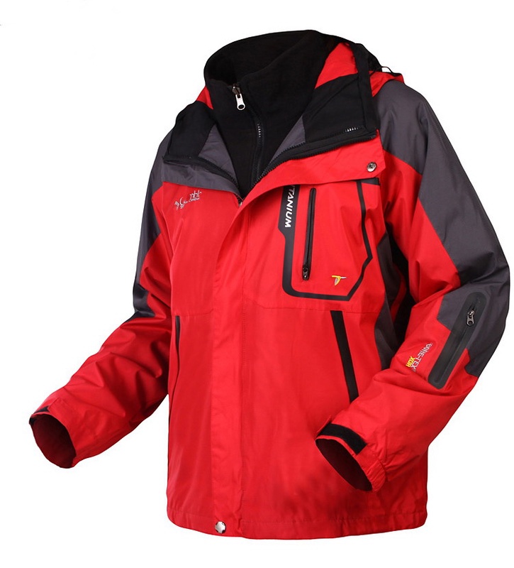 Free Shipping 2013 Brand New 2in1 mens winter windstopper rainproof windbreaker winter warm ski jacket + inner fleece coat