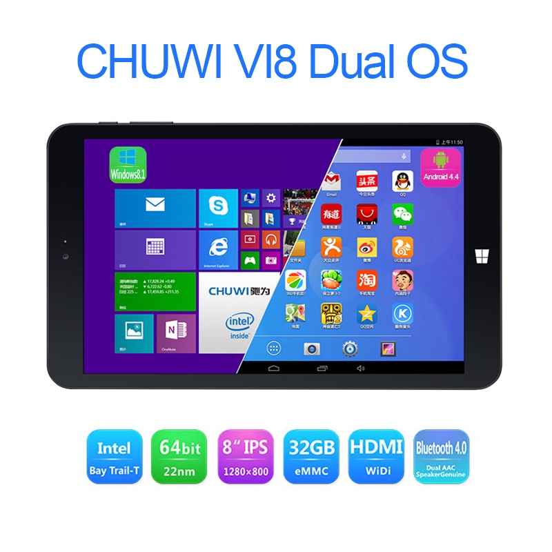 CHUWI VI8 Dual OS 2GB 32GB 8 inch IPS Intel Z3735F Windows 8.1 Android 4.4 WIFI Bluetooth HDMI tablet pc