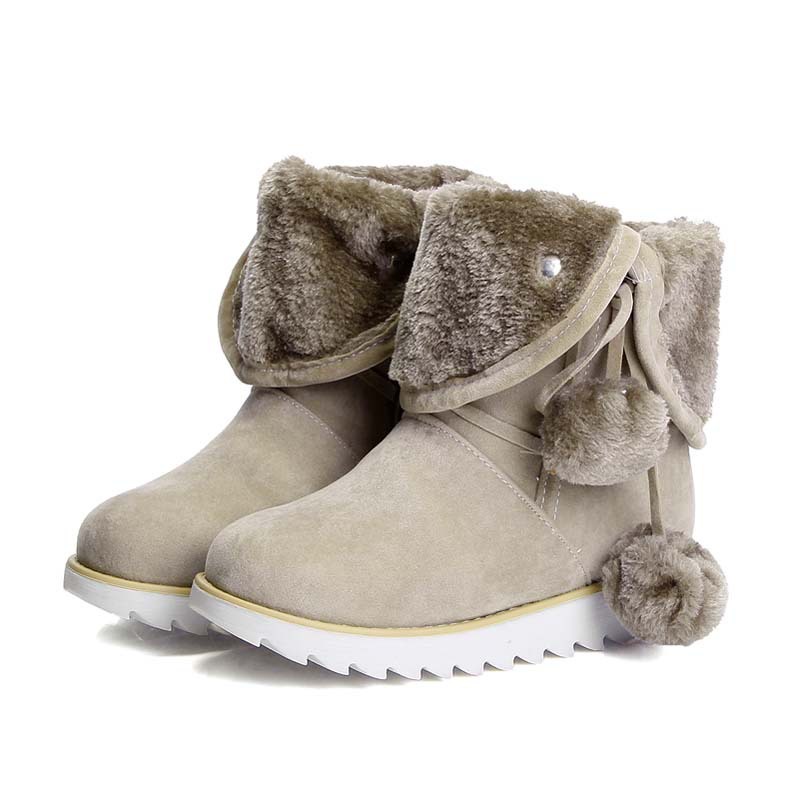 2013 New fashion fur knight female warm flat ankle boots for women, snow boots and women's autumn winter shoes #Y10308Q