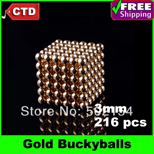 Golden Buckyballs Neocube Magnetic Ball Cube 216 Nickel Diameter 3mm Diameter Neo Cube Funny Magnet Ball Neodymium