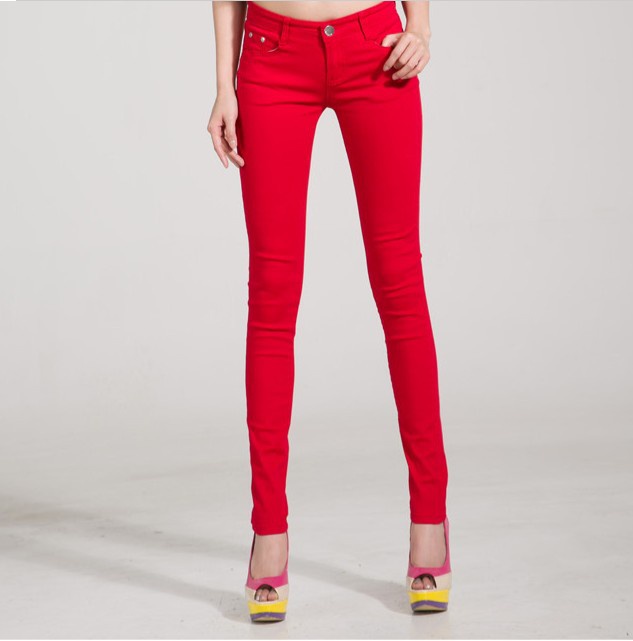 Free Shipping 2013 new Autumn Winter candy colored slim fit pencil jeans for female WKP004