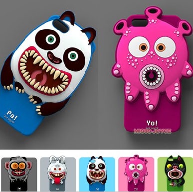 3D animal cartoon cover case for iphone 5 5S 5C 5G Airzooo Monster family silicone cover case monster high free shipping