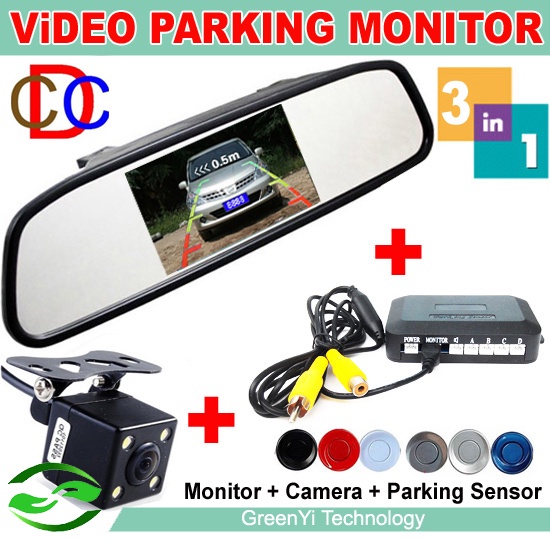 3in1 Dual Core CPU Car Parking Assistance Sensor Reversing Radar Video all-in-one System Connect Car Monitor and Rearview Camera