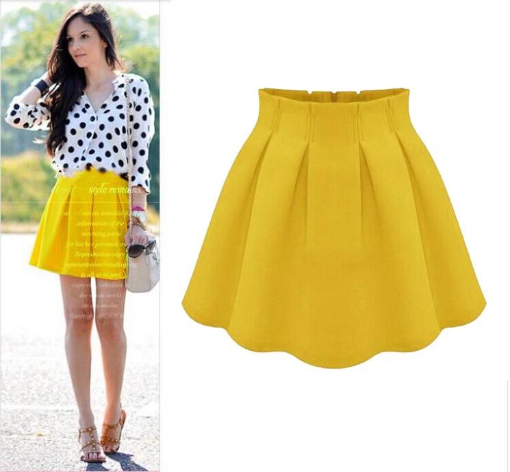 Wholesale 2014 Spring Summer Women High Waist Above Knee Skirt Female Chiffon Plus Size XS-XXXL Skirt 6Colors
