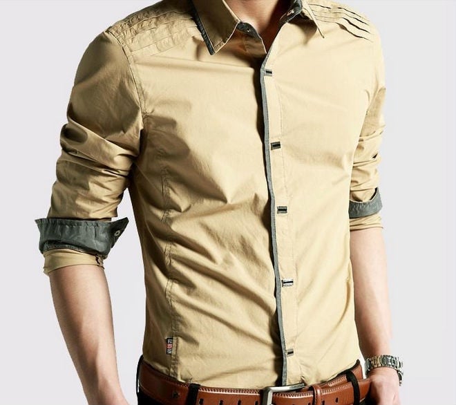 

Men's long-sleeved shirt fashion casual Slim shi
