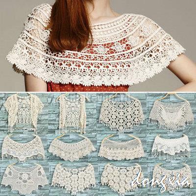 2013 new Womens Ladies Lace Hollow Crochet Knit Cape Shawl  Vest Jumper Pullover free shipping