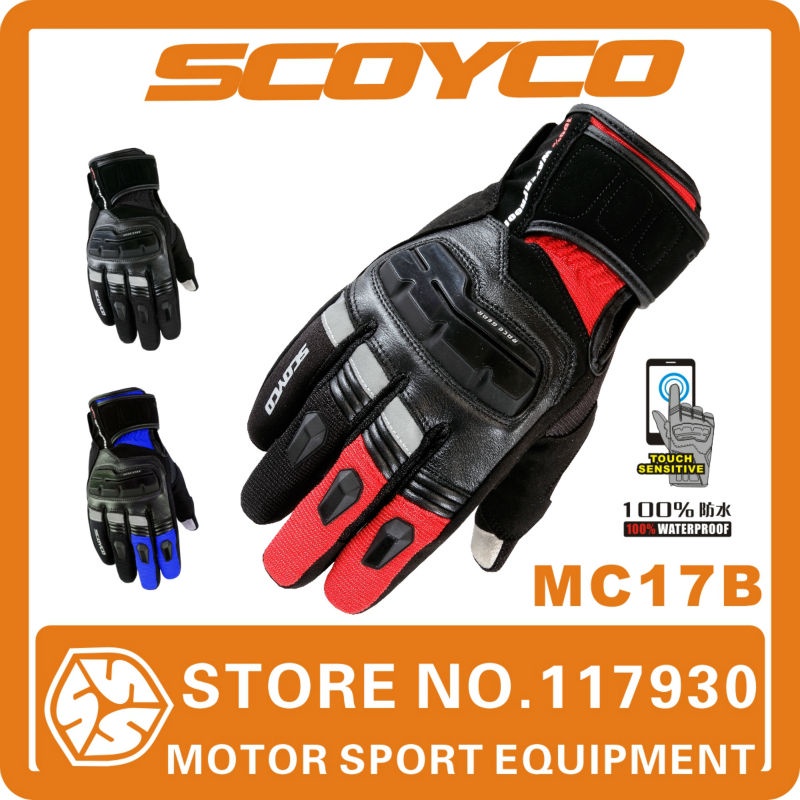 2014 Scoyco MC17B Motorcycle Touch Full Finger Waterproof Gloves Windproof Warm Winter Protective Racing Gloves GP Free Shipping