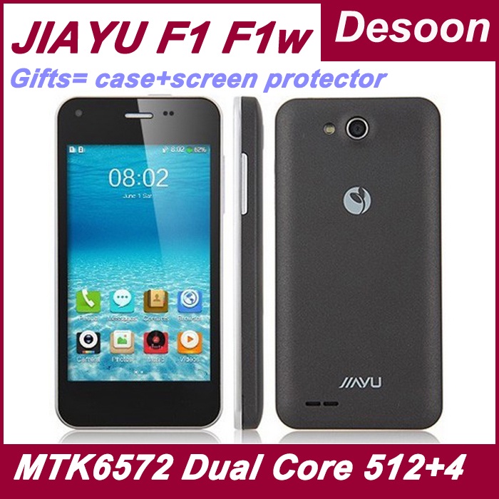 In stock WCDMA Russian menu Jiayu F1 F1w Cell phones MTK6572 Dual Core 512MB RAM 4GB ROM Android 4.2 GPS black white/ Koccis