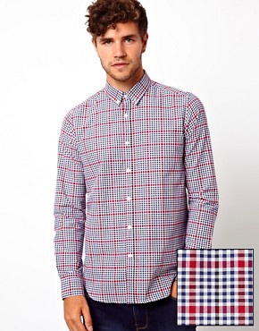 ASOS Smart Shirt in Long Sleeve with Button Down Collar in Grid Check at asos.com