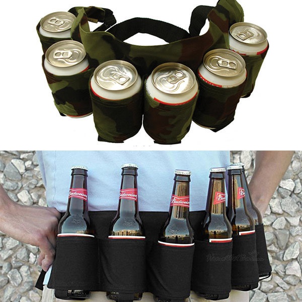 Outdoor Six Pack Beer Belt Bottle Waist Bag Portable Beverage Drink Cans Holder Camping Gathering
