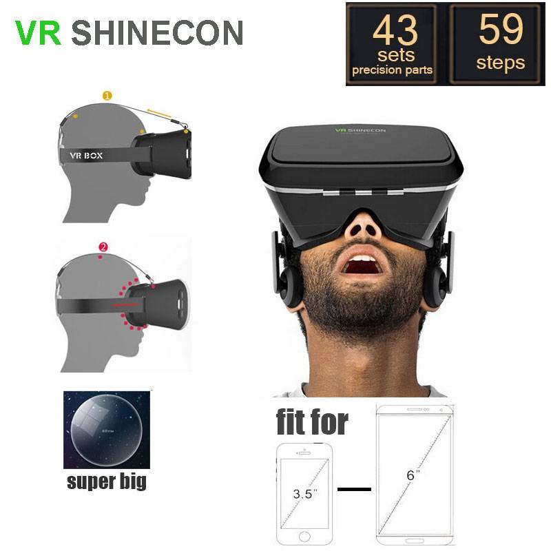 3D VR Shinecon Video Glasses Virtual Reality For iPhone 6S Plus 6Plus Samsung HTC Smartphone