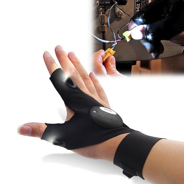 Fishing Glove LED Luminous Men Outdoor Auto Repair Lighting Artifact Half Finger Glove