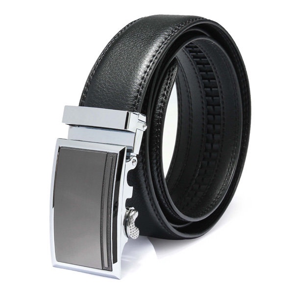 Men Automatic Buckle Leather Black Belt