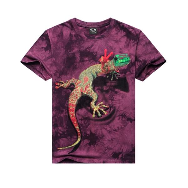 Mens Casual Cotton 3D Animal Personality Printing Short-sleeved Top Tees