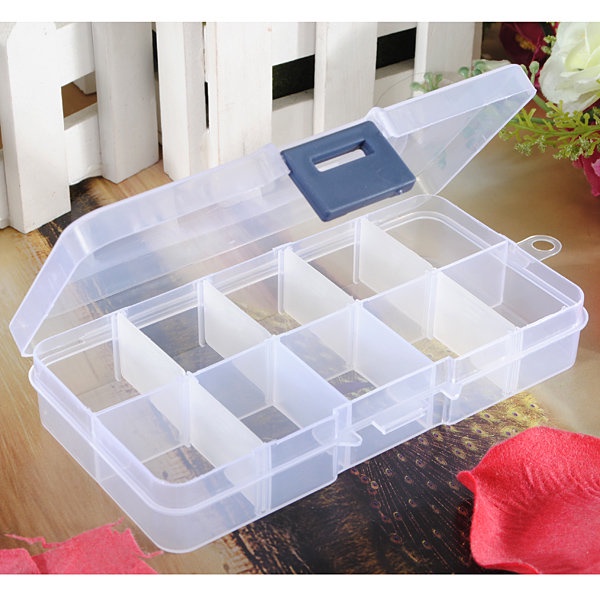 Adjustable Detachable Compartment Empty Storage Case Box 10 Cells For Nail Tip Gems Little Stuff