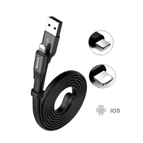 Baseus Dual Use 3.9ft Micro USB 8Pin Charging Cable With Clasp for iPhone 7/7Plus Samsung Huawei