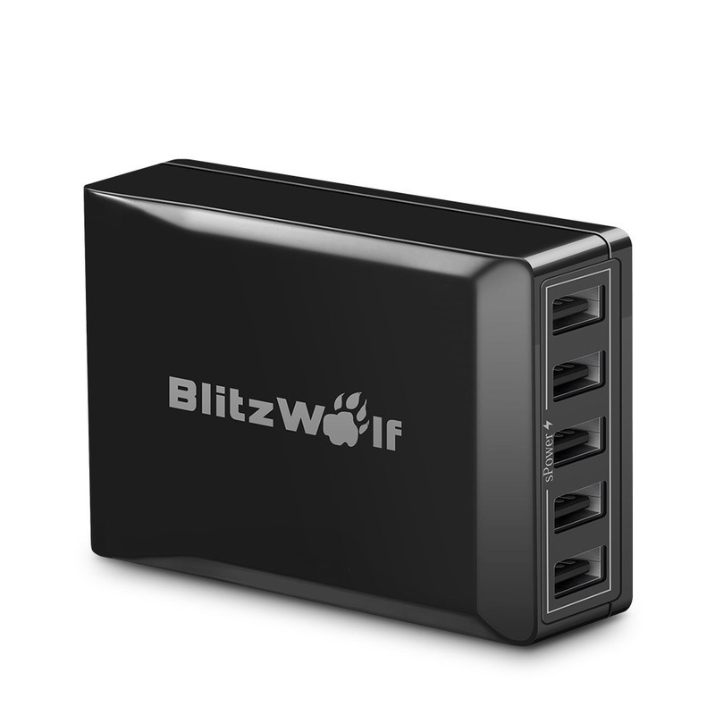 BlitzWolf® BW-S1 40W Smart 5-Port High Speed Desktop Charger With Power3S Tech For iPhone iPad Samsung
