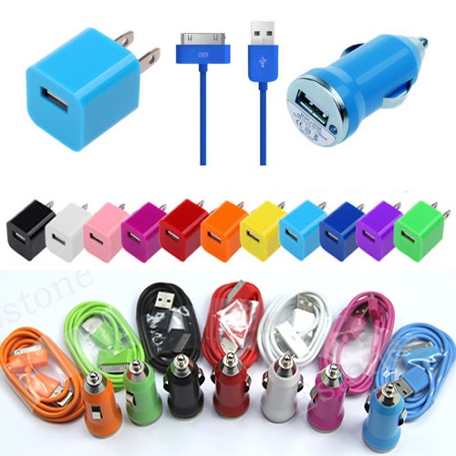 Mini USB Wall/Car Charger+Cable For Iphone 4 4S 3GS Ipod Sync Power Cords