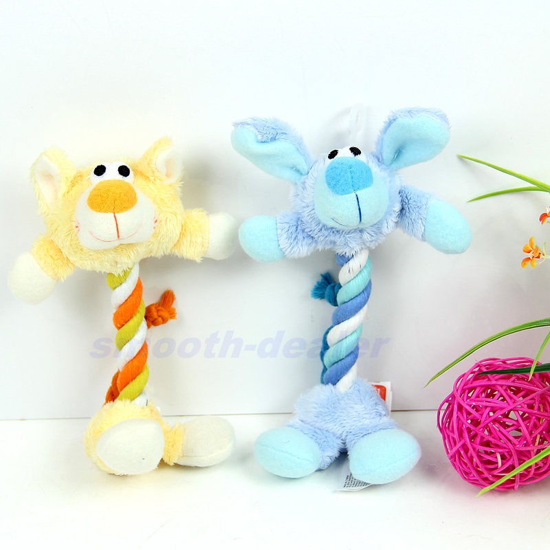 1Pc Funny Plush Sound Dog Puppy Cotton Rope Toys Pet Chew Squeaker Squeaky Toy