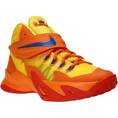 Youth Nike LeBron Yellow/Cobalt Zoom Soldier 8 GS Basketball Shoe