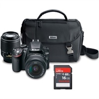 Nikon D3200 24.2 MP Digital SLR Camera with 18-55 mm Zoom Lens, 55-200mm AF-S DX Zoom Nikkor Lens, SanDisk Ultra 16 GB SDHC UHS-I Card and DSLR Carrying Case