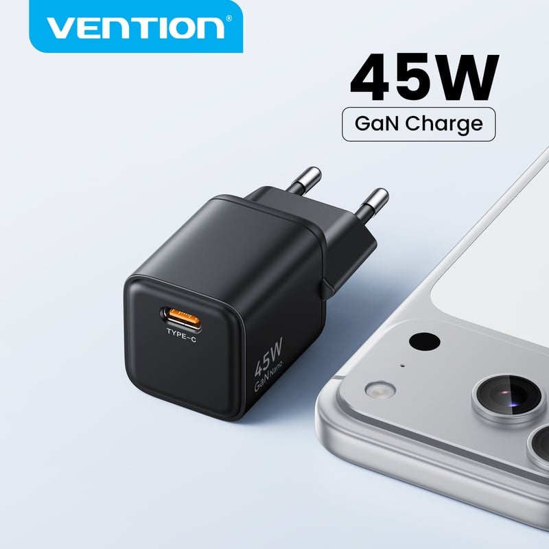 Vention 45W GaN Charger PD3.0 PPS Fast Compact USB C Wall Charger with CE FCC for MacBook Air iPhone 16 15 14 Samsung Galaxy