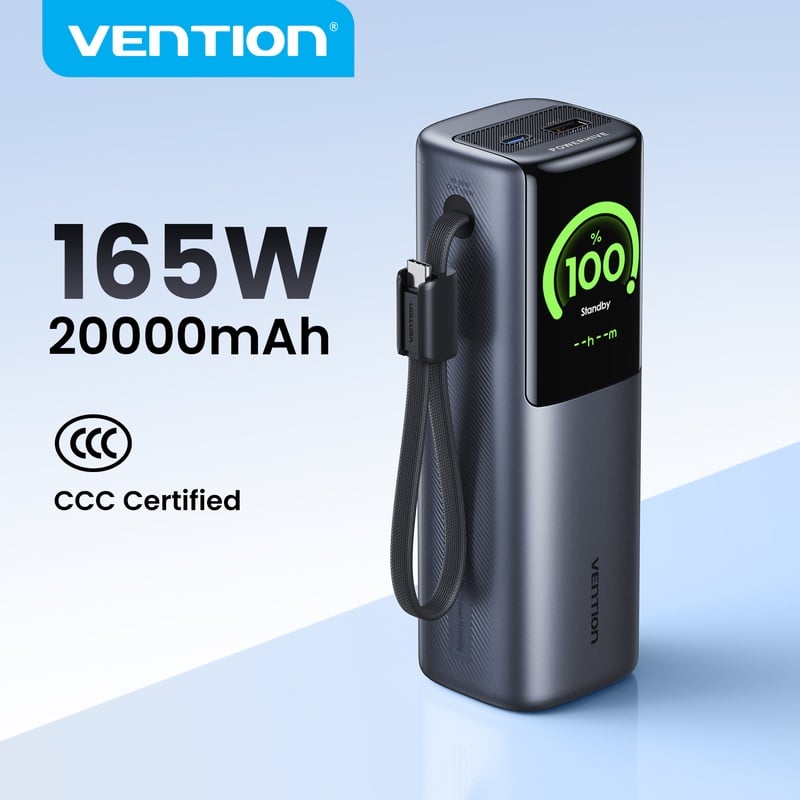 【CCC Certification】Vention 165W Power Bank 20000mAh PD Fast Charger for Laptop Portable 3C Powerbank for iPhone 17 Samsung S25 - AliExpress 202192403