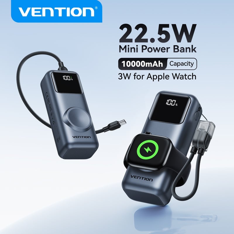 Vention 10000mAh Mini Power Bank 22.5W Fast Charging for iPhone 17 16 Magnetic Wireless Charger for Apple Watch Series 11 10 9 - AliExpress 202192403