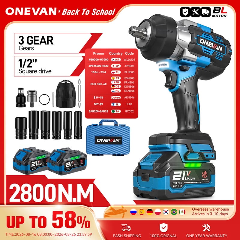 2800N.M Brushless Electric Impact Wrench 18V