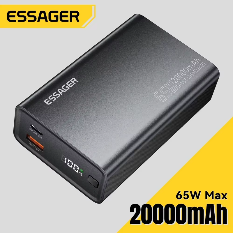 ESSAGER 20000mAh Power Bank 65W PD Fast Charging